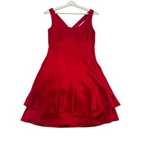 Alyn Paige Red Satin Cross Back Dress 5/6 Y2K Prom Cocktail Style